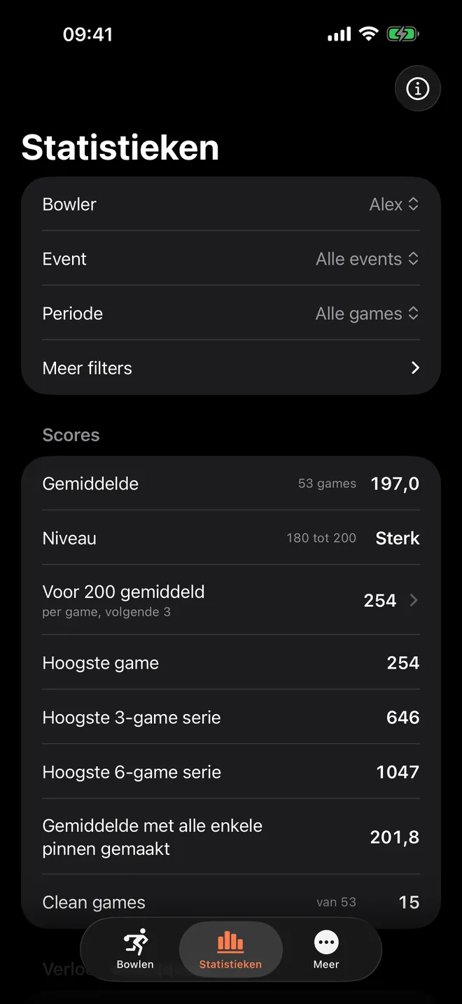 Pinfall: serie, gemiddelde en statistieken van een avond bowlen